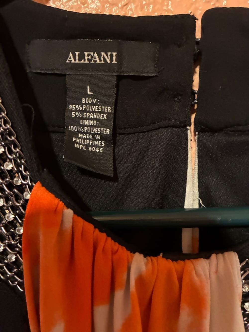 Alfani Orange, Black & Blue Abstract Beaded Neck Sleeveless Camisole - Picture 4 of 7